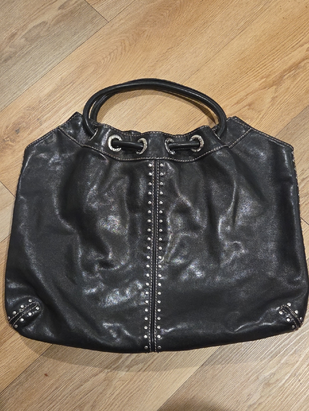 Michael Kors Black Stud-Trim Leather Tote